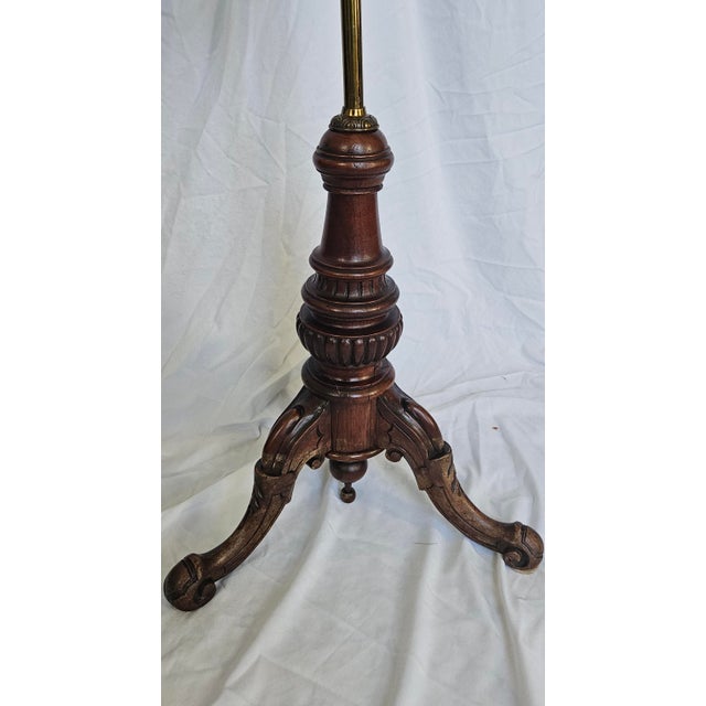 Antique Regency English Walnut Beaded Tapestry Pole Stand For Sale - Image 9 of 12