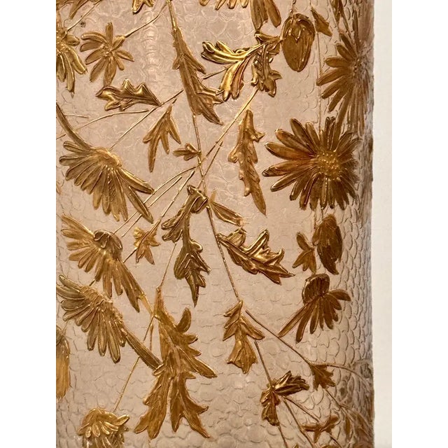 French Art Nouveau Gilt Floral Blown-Glass Vase Martelé, Legras, 1900s For Sale - Image 6 of 10