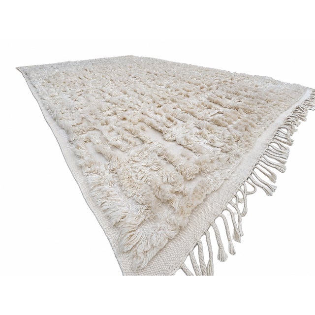 Rh Cabila Wool Rug – 9' × 12' Ivory | 87% Wool & 13% Cotton | Hand-Knotted High-Low Construction (2nd Piece) For Sale - Image 14 of 18
