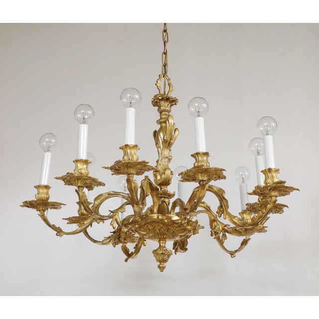 Gilded Bronze 10 Arm Regency Style Chandelier From Spain For Sale - Image 16 of 18