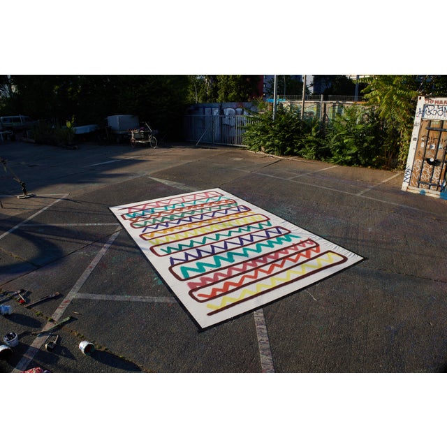 Contemporary "Zig Zag Sketch" Large Abstract Painting by Simon Findlay For Sale - Image 3 of 18