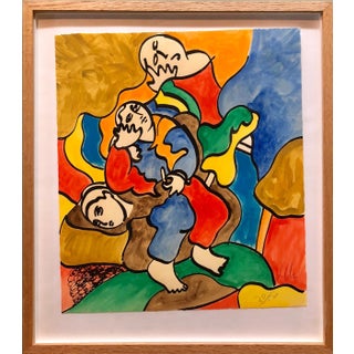 Sandro Chia, Woodblock Heliorelief with Hand Painting "Novel" Italian Post Modernist Pop Art, 1989 For Sale