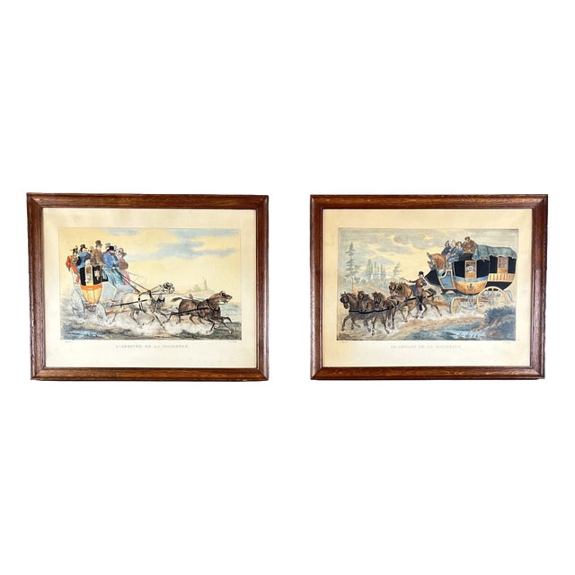 After Horace Vernet, Stagecoach Scenes, 1800s, Engraving For Sale
