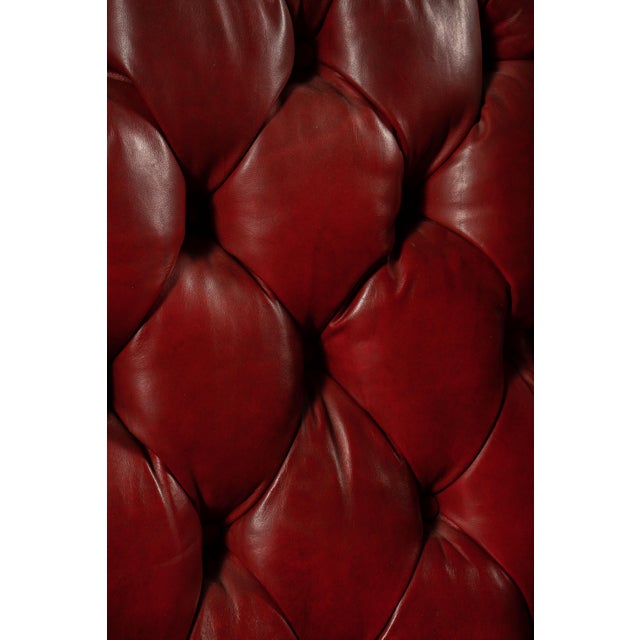 Animal Skin Antique Tufted Leather Armchair and Ottoman Set For Sale - Image 7 of 9