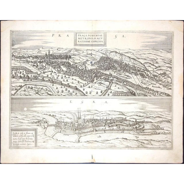 Braun g. & hogenberg f., praga, egra, from the collection civitates orbis terrarum, cologne, t. Graminaeus, 1572-1617....