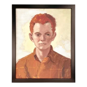 Mid 20th Century Portrait Oil Painting of a Freckled Red Head Boy by Jon Blanchette, Framed