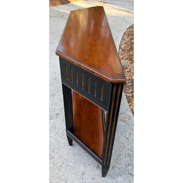 Black Blackened Stain and Walnut Demi-Lune Console Table by Woodbridge Furniture For Sale - Image 8 of 12