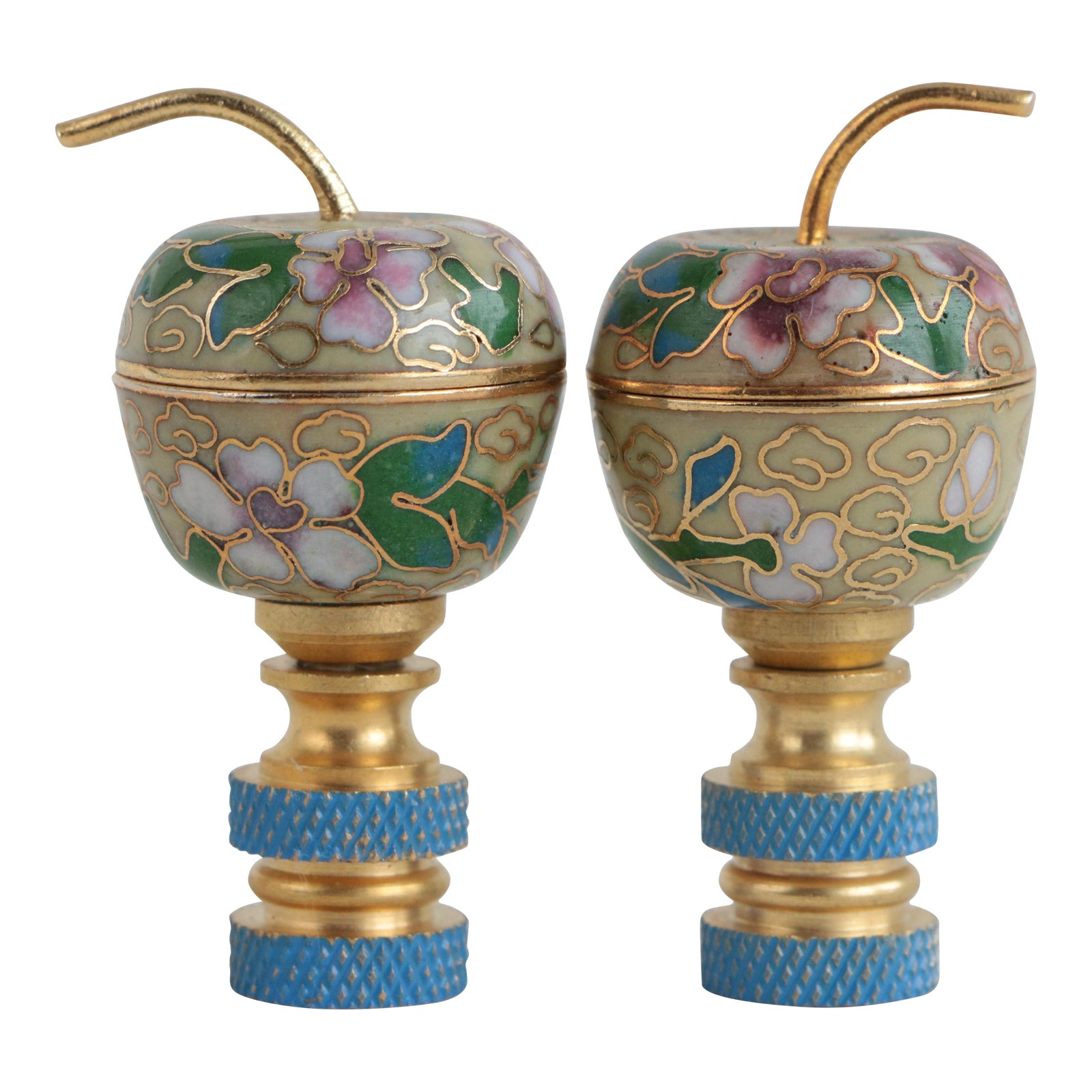 Yellow Apple Cloisonne Lamp Finials a Pair Chairish