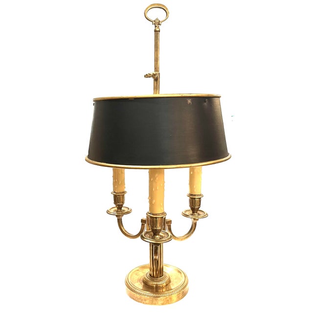 Late 20th Century Vintage Solid Brass 3-Arm Bouillotte Lamp - Made in Italy For Sale - Image 5 of 15