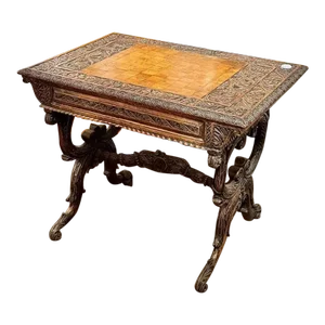 Anglo Indian Carved Oak Writing Table