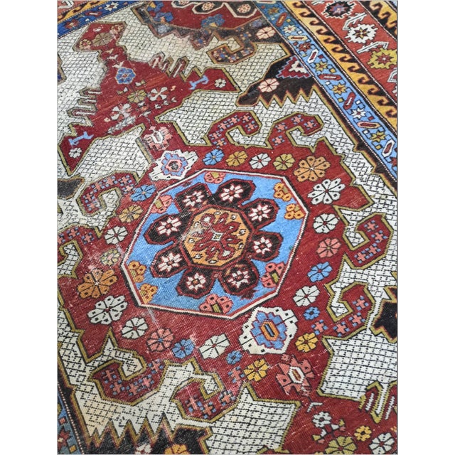 Antique Hand-Knotted Caucasian Rug 3'10"x 7'8" For Sale - Image 9 of 15