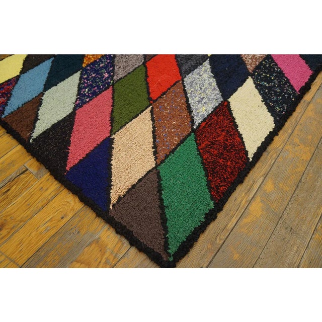 Superb Light and Vibrant Color With Symmetrical Design Vintage American Hooked Rug For Sale In New York - Image 6 of 6