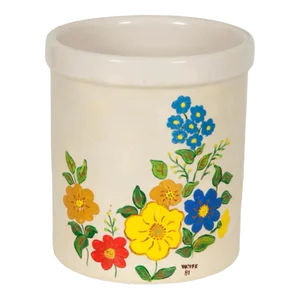 Hand Painted Floral Stoneware Jar