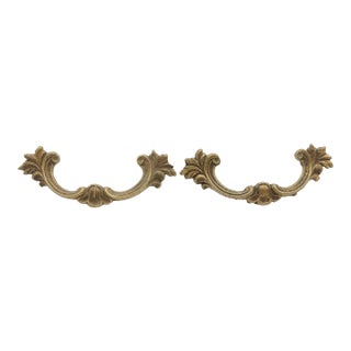 Pair of Mid 20th Century French Brass Bridge Drawer Pulls For Sale