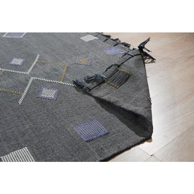 4x6 Gray Flat Weave Wool Diamond Constellation Geometric Modern Carpet Rug For Sale - Image 4 of 9