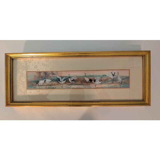 Late 20th Century Dancing Cranes in a Wetland For Sale - Image 5 of 5