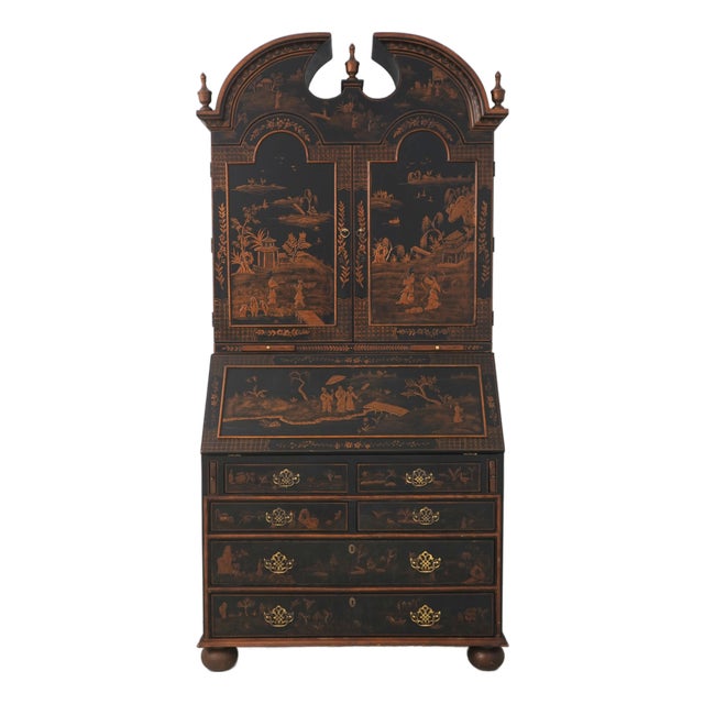 Harden Black Painted Chinoiserie Secretary Desk For Sale