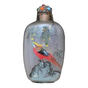 Mid 20th Century Bird Chinese Inside-Painting Snuff Bottle