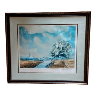 "A Small Bridge" 1969 Kaiko Moti Aquatint Artist's Proof For Sale