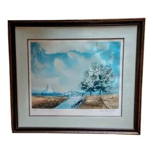 "A Small Bridge" 1969 Kaiko Moti Aquatint Artist's Proof