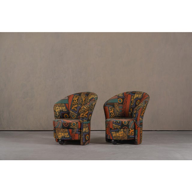 Green Postmodern Armchairs with Abstract Upholstery, Germany, 1980s, Set of 2 For Sale - Image 8 of 14