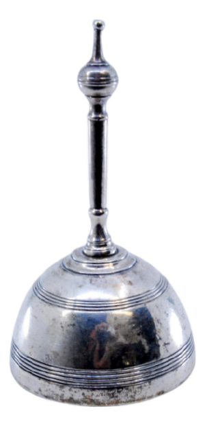 Silver Bell with Friezes Around It and Topped with a Ball