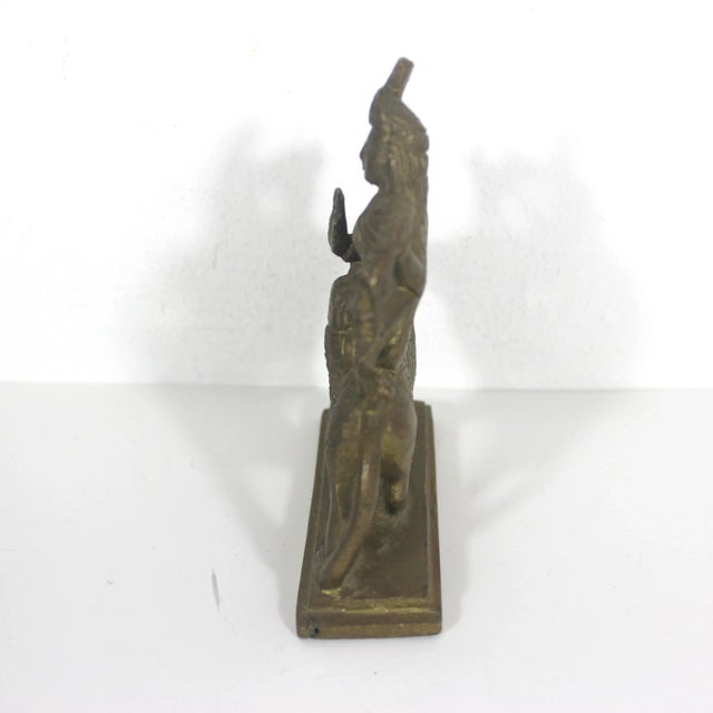 Indian Vintage Brass Statue of Hindu Goddess Durga Riding a Lion a Symbol of Strength Protection and Motherhood Shiva For Sale - Image 3 of 9