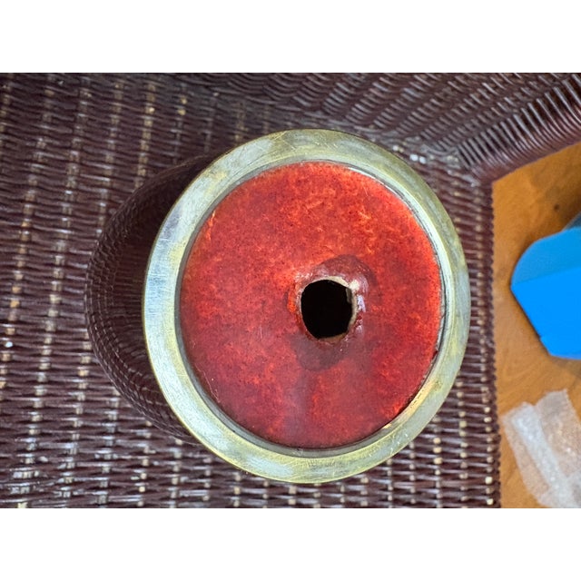 Japanese 1940s Oxblood Red Ginbari Cloisonné Vase For Sale - Image 3 of 3