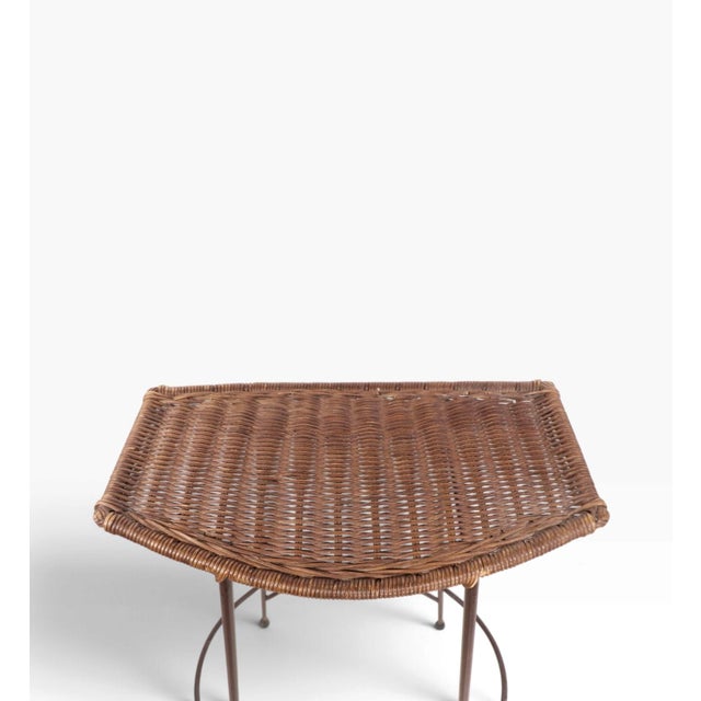Set of Four Mid Century Wrought Iron and Wicker Bar Stools For Sale In New York - Image 6 of 16
