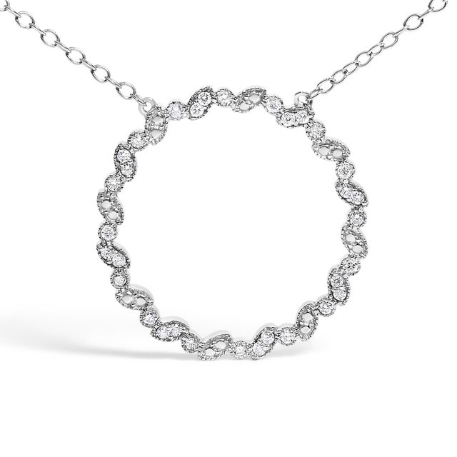 Encircle your neckline with the timeless elegance of this striking pendant necklace, meticulously crafted from .925...