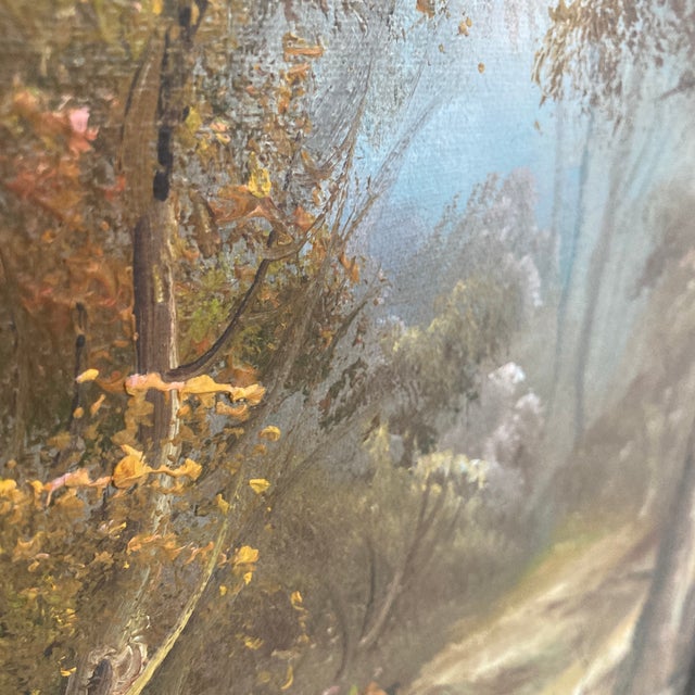 Mid-Century Modern Pastoral Forest Landscape Oil Painting - Gilded Frame For Sale - Image 4 of 12