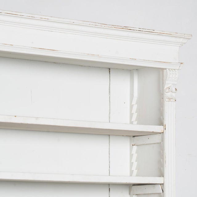 Late 19th Century White Narrow Pine Bookcase Display Cabinet With Apothecary Drawers For Sale - Image 6 of 13