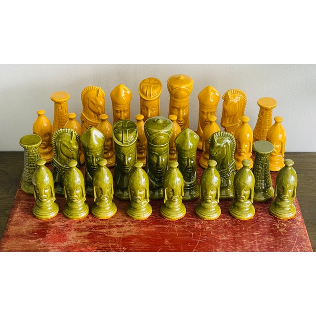 Shabby Chic Chess Set Ceramic Vintage Figurines For Sale - Image 3 of 7
