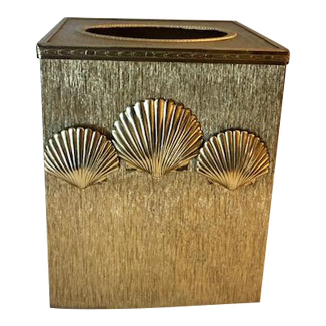 Hollywood Regency Shell Motif Tissue Box Cover For Sale