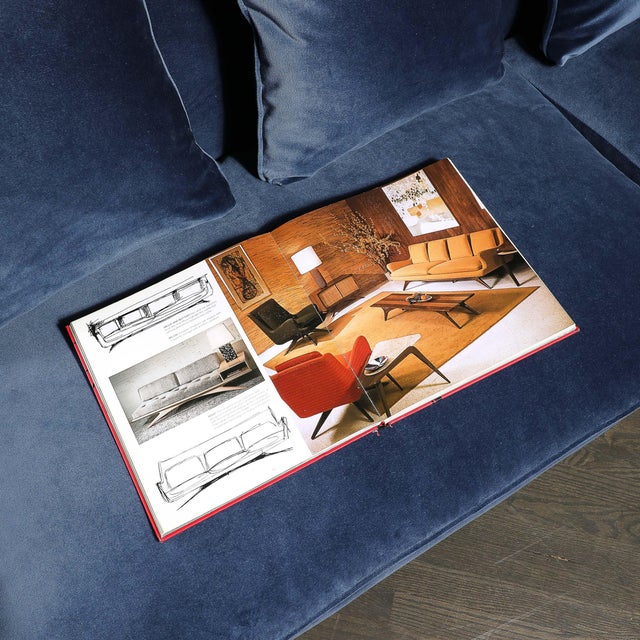 Mid-Century Smoked Sapphire Velvet Sculptural Supported Sofa by Vladimir Kagan For Sale - Image 12 of 12