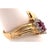 Modern 14 Karat Yellow and White Gold Ruby Ring With Diamond Accents 0.50 TDW, Size 7 For Sale - Image 3 of 10