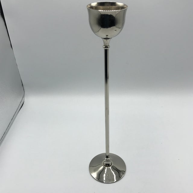 Mid-Century Modern William Adam Mid-Century Modern Italian Silver Plated Candle Holders - a Pair For Sale - Image 3 of 13