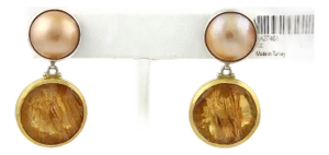 Gurhan Red Agate Mabe Pearls Sterling Silver & 24k Overlay Gold Earrings