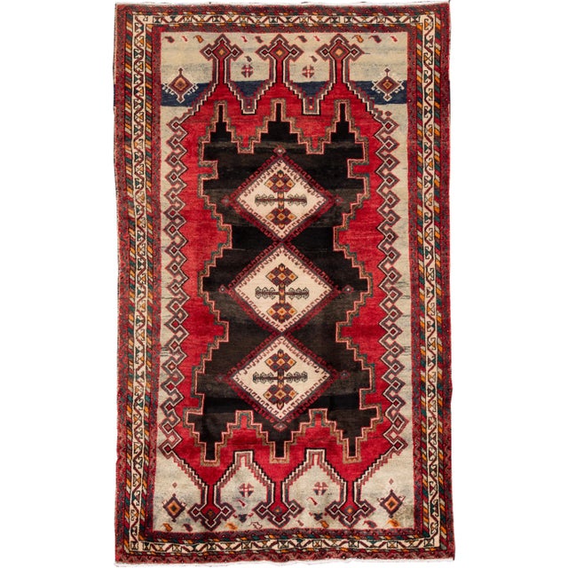Vintage Persian Handmade Geometric Wool Rug For Sale In New York - Image 6 of 6