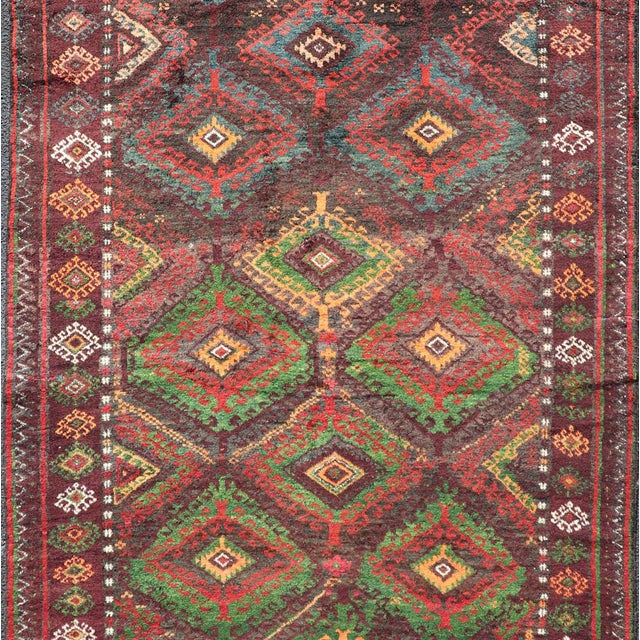 Textile Antique Baluch Tribal Rug With All-Over Geometric in Colorful Design and Motifs 4'6 X 9'10 For Sale - Image 7 of 12