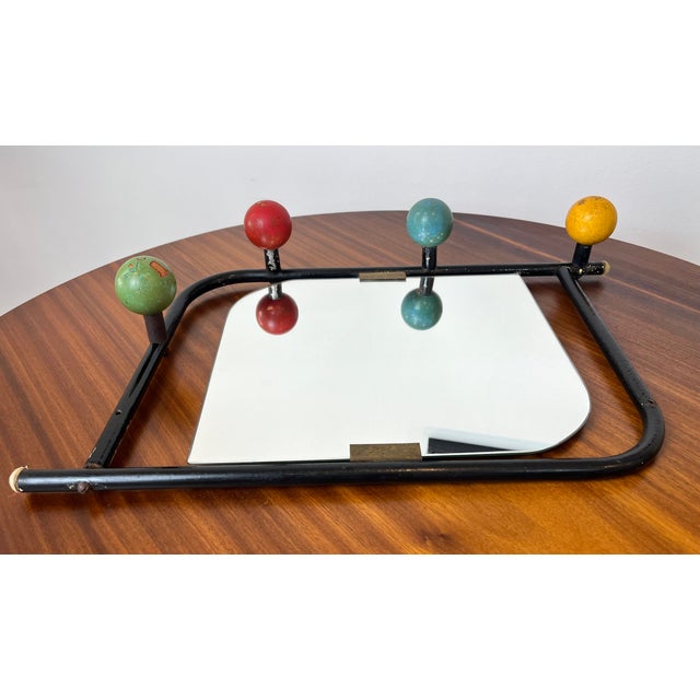 Metal Wall Coat Rack with Mirror by Roger Féraud, France, 1950s For Sale - Image 7 of 18