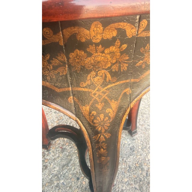 Black Michael Taylor Designs Chinoiserie Faux Crackle Lacquer Occasional Table For Sale - Image 8 of 15