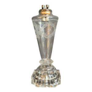 Rare Antique 1840 Eapg Flint Glass Whale Oil Lamp | Wheel-Etched Font & Starburst Base