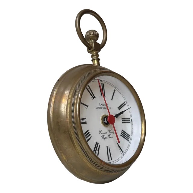 Railway Chronometer Brass Jumbo Wall Clock, 1970s For Sale