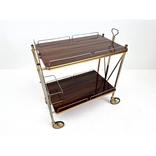 Wood Vintage Mid-Century Folding Bar Cart Trolley, 1960s For Sale - Image 7 of 12