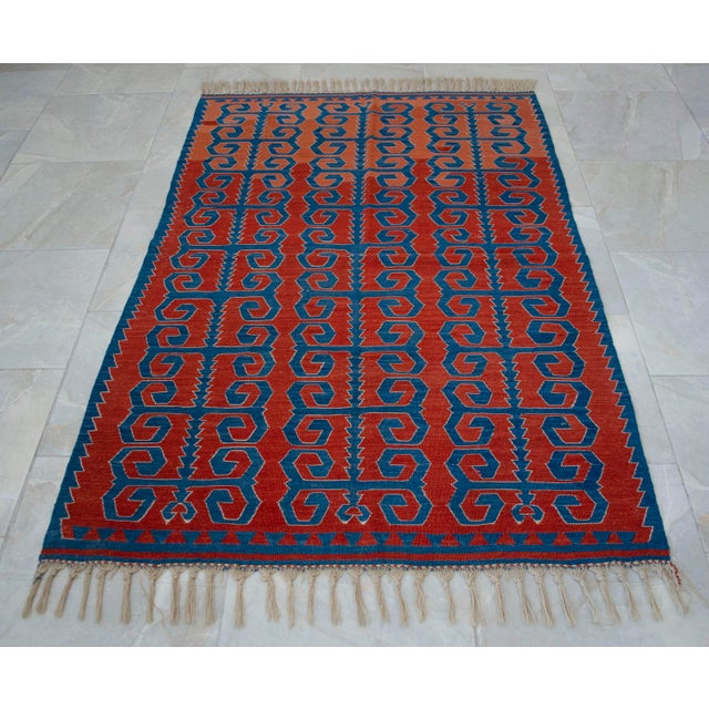Vintage Hand-Woven Turkish Rug Super Fine Kilim Area Rug - 3'5" X 5'3" For Sale - Image 14 of 16