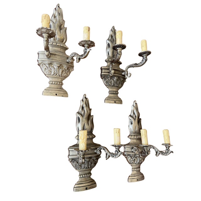 A set of four neoclassical pewter sconces c. 1950's/1960's.
