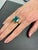 Metal Vivid Green Emerald Shape Square Step Cut Emerald Diamond Cocktail Stateme, Size 6.5 For Sale - Image 7 of 10
