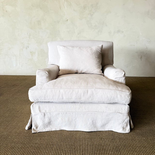 Bruce Chair - Belgian Inspired Roll Slip Covered in 100% Linen For Sale - Image 12 of 15