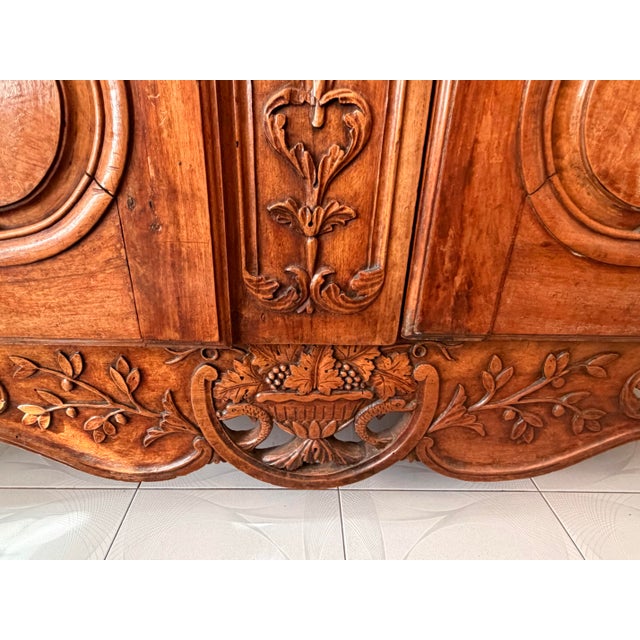 Magnificent 18th-Century French Provincial Carved Walnut Armoire — The Fox and the Stork From the Private Collection of Pierre Moulin For Sale - Image 9 of 12